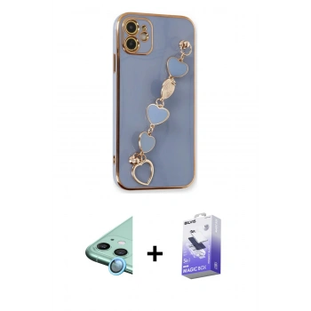 MARSİLYAN™- iPhone 12 Kılıf Nova Işık Prime - Siyah Bilvis 5in1 5D Magic Hayalet Cam Ekran Koruyucu + Raze Metal Kamera Lens - MI