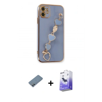 MARSİLYAN™- iPhone 12 Kılıf Nova Işık Prime - Siyah Bilvis 5in1 5D Magic Hayalet Cam Ekran Koruyucu + Shine Kamera Lens Koruma Cam - SABE