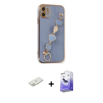 MARSİLYAN™- iPhone 12 Kılıf Nova Işık Prime - Siyah Bilvis 5in1 5D Magic Hayalet Cam Ekran Koruyucu + Renkli Kamera Lens Koruma Cam - TU