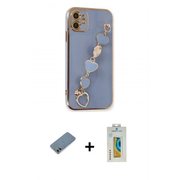 MARSİLYAN™- iPhone 12 Kılıf Nova Işık Prime - Siyah Polymer Nano Ekran Koruyucu + Metal Kamera Lens Koruma Cam - GD
