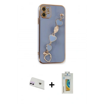 MARSİLYAN™- iPhone 12 Kılıf Nova Işık Prime - Siyah Polymer Nano Ekran Koruyucu + Rainbow Kamera Lens Koruma Cam - MR