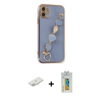 MARSİLYAN™- iPhone 12 Kılıf Nova Işık Prime - Siyah Polymer Nano Ekran Koruyucu + Renkli Kamera Lens Koruma Cam - SI