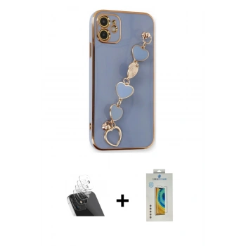 MARSİLYAN™- iPhone 12 Kılıf Nova Işık Prime - Siyah Polymer Nano Ekran Koruyucu + Kamera Lens Koruma Cam - SF