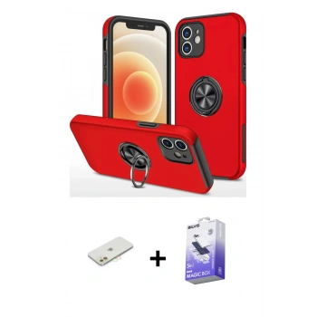 MARSİLYAN™- iPhone 12 Kılıf Odak Form Prime - Siyah Bilvis 5in1 5D Magic Hayalet Cam Ekran Koruyucu + Renkli Kamera Lens Koruma Cam - TU