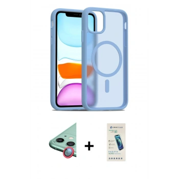MARSİLYAN™- iPhone 12 Kılıf Siluet Minimal Prime - Şeffaf Pasifik Cam Ekran Koruyucu + Raze Metal Kamera Lens - KI