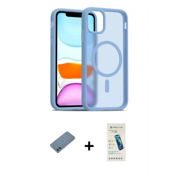 MARSİLYAN™- iPhone 12 Kılıf Siluet Minimal Prime - Şeffaf Pasifik Cam Ekran Koruyucu + Shine Kamera Lens Koruma Cam - MI
