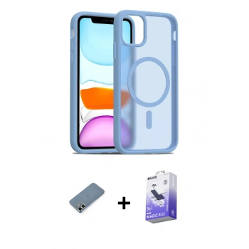 MARSİLYAN™- iPhone 12 Kılıf Siluet Minimal Prime - Siyah Bilvis 5in1 5D Magic Hayalet Cam Ekran Koruyucu + Metal Kamera Lens Koruma Cam - AKYL