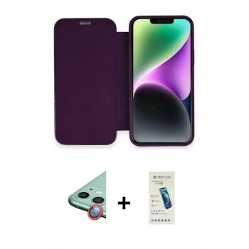 MARSİLYAN™- iPhone 12 Kılıf Siluet Minimal Serisi - Şeffaf Pasifik Cam Ekran Koruyucu + Raze Metal Kamera Lens - KI