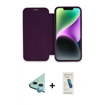 MARSİLYAN™- iPhone 12 Kılıf Siluet Minimal Serisi - Şeffaf Pasifik Cam Ekran Koruyucu + Raze Metal Kamera Lens - MI