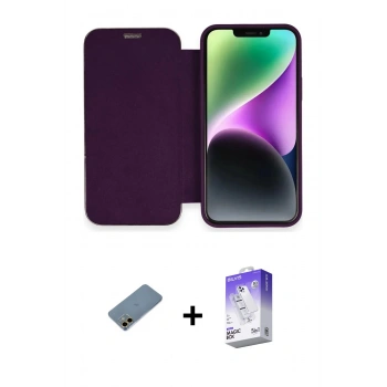 MARSİLYAN™- iPhone 12 Kılıf Siluet Minimal Serisi - Siyah Bilvis 5in1 3D Magic Cam Ekran Koruyucu + Shine Kamera Lens Koruma Cam - GD