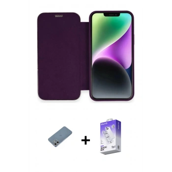MARSİLYAN™- iPhone 12 Kılıf Siluet Minimal Serisi - Siyah Bilvis 5in1 3D Magic Cam Ekran Koruyucu + Shine Kamera Lens Koruma Cam - GS