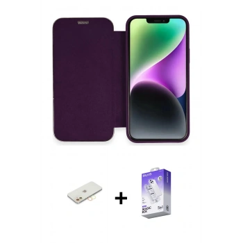 MARSİLYAN™- iPhone 12 Kılıf Siluet Minimal Serisi - Siyah Bilvis 5in1 3D Magic Cam Ekran Koruyucu + Renkli Kamera Lens Koruma Cam - SI