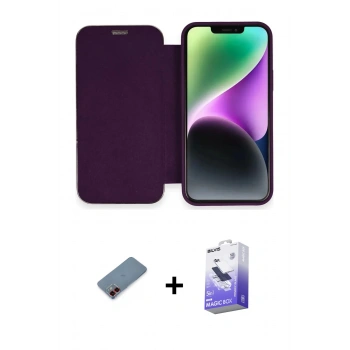 MARSİLYAN™- iPhone 12 Kılıf Siluet Minimal Serisi - Siyah Bilvis 5in1 5D Magic Hayalet Cam Ekran Koruyucu + Metal Kamera Lens Koruma Cam - KI