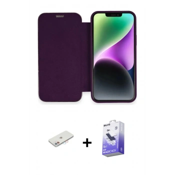 MARSİLYAN™- iPhone 12 Kılıf Siluet Minimal Serisi - Siyah Bilvis 5in1 5D Magic Hayalet Cam Ekran Koruyucu + Renkli Kamera Lens Koruma Cam - PE