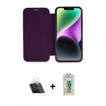 MARSİLYAN™- iPhone 12 Kılıf Siluet Minimal Serisi - Siyah Polymer Nano Ekran Koruyucu + Kamera Lens Koruma Cam - SF