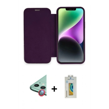 MARSİLYAN™- iPhone 12 Kılıf Siluet Minimal Serisi - Siyah Polymer Nano Ekran Koruyucu + Raze Metal Kamera Lens - KI