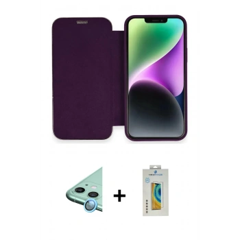 MARSİLYAN™- iPhone 12 Kılıf Siluet Minimal Serisi - Siyah Polymer Nano Ekran Koruyucu + Raze Metal Kamera Lens - MI