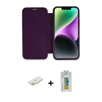 MARSİLYAN™- iPhone 12 Kılıf Siluet Minimal Serisi - Siyah Polymer Nano Ekran Koruyucu + Renkli Kamera Lens Koruma Cam - SI
