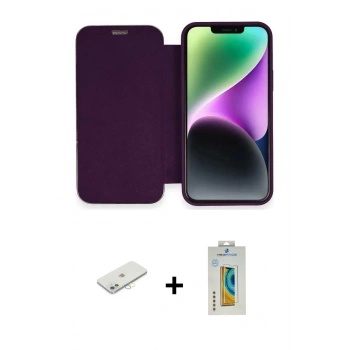 MARSİLYAN™- iPhone 12 Kılıf Siluet Minimal Serisi - Siyah Polymer Nano Ekran Koruyucu + Renkli Kamera Lens Koruma Cam - SI
