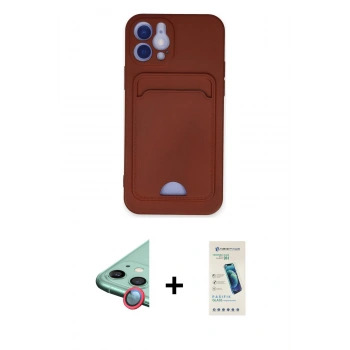 MARSİLYAN™- iPhone 12 Kılıf Vadi Çizgi Prime - Şeffaf Pasifik Cam Ekran Koruyucu + Raze Metal Kamera Lens - KI