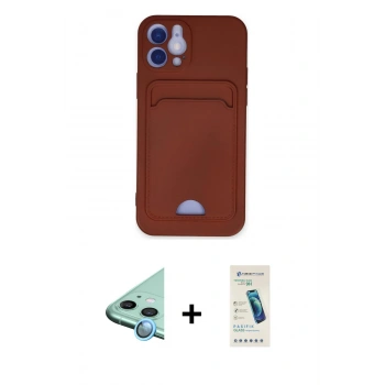 MARSİLYAN™- iPhone 12 Kılıf Vadi Çizgi Prime - Şeffaf Pasifik Cam Ekran Koruyucu + Raze Metal Kamera Lens - MI