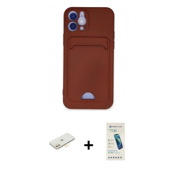 MARSİLYAN™- iPhone 12 Kılıf Vadi Çizgi Prime - Şeffaf Pasifik Cam Ekran Koruyucu + Renkli Kamera Lens Koruma Cam - SI