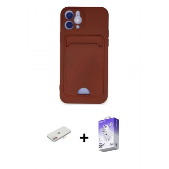 MARSİLYAN™- iPhone 12 Kılıf Vadi Çizgi Prime - Siyah Bilvis 5in1 3D Magic Cam Ekran Koruyucu + Renkli Kamera Lens Koruma Cam - PE
