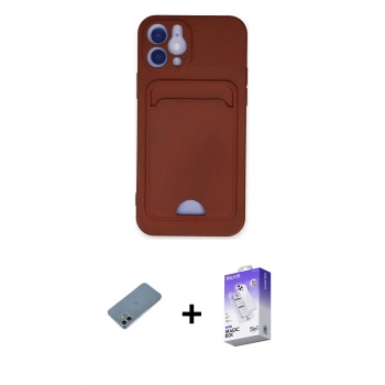 MARSİLYAN™- iPhone 12 Kılıf Vadi Çizgi Prime - Siyah Bilvis 5in1 3D Magic Cam Ekran Koruyucu + Shine Kamera Lens Koruma Cam - SABE