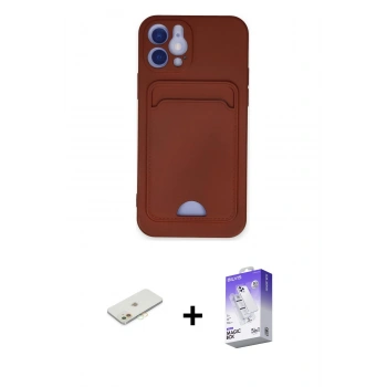 MARSİLYAN™- iPhone 12 Kılıf Vadi Çizgi Prime - Siyah Bilvis 5in1 3D Magic Cam Ekran Koruyucu + Renkli Kamera Lens Koruma Cam - TU