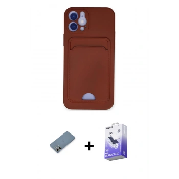 MARSİLYAN™- iPhone 12 Kılıf Vadi Çizgi Prime - Siyah Bilvis 5in1 5D Magic Hayalet Cam Ekran Koruyucu + Metal Kamera Lens Koruma Cam - AKYL