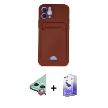 MARSİLYAN™- iPhone 12 Kılıf Vadi Çizgi Prime - Siyah Bilvis 5in1 5D Magic Hayalet Cam Ekran Koruyucu + Raze Metal Kamera Lens - KI