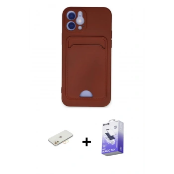 MARSİLYAN™- iPhone 12 Kılıf Vadi Çizgi Prime - Siyah Bilvis 5in1 5D Magic Hayalet Cam Ekran Koruyucu + Renkli Kamera Lens Koruma Cam - SI