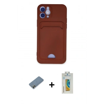 MARSİLYAN™- iPhone 12 Kılıf Vadi Çizgi Prime - Siyah Polymer Nano Ekran Koruyucu + Metal Kamera Lens Koruma Cam - AKYL