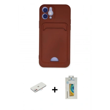 MARSİLYAN™- iPhone 12 Kılıf Vadi Çizgi Prime - Siyah Polymer Nano Ekran Koruyucu + Renkli Kamera Lens Koruma Cam - PE