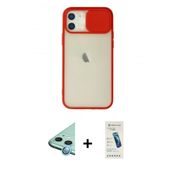 MARSİLYAN™- iPhone 12 Kılıf Vadi Çizgi - Şeffaf Pasifik Cam Ekran Koruyucu + Raze Metal Kamera Lens - MI