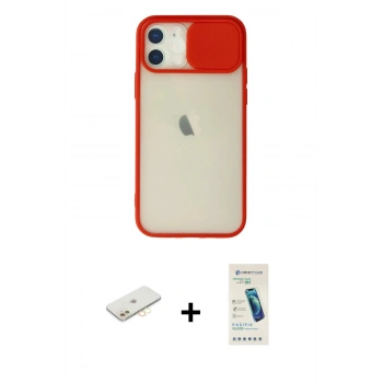 MARSİLYAN™- iPhone 12 Kılıf Vadi Çizgi - Şeffaf Pasifik Cam Ekran Koruyucu + Renkli Kamera Lens Koruma Cam - SI