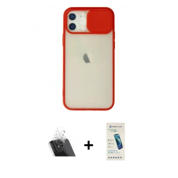 MARSİLYAN™- iPhone 12 Kılıf Vadi Çizgi - Şeffaf Pasifik Cam Ekran Koruyucu + Kamera Lens Koruma Cam - SF