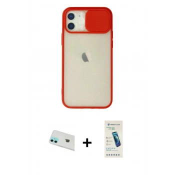 MARSİLYAN™- iPhone 12 Kılıf Vadi Çizgi - Şeffaf Pasifik Cam Ekran Koruyucu + Rainbow Kamera Lens Koruma Cam - YL
