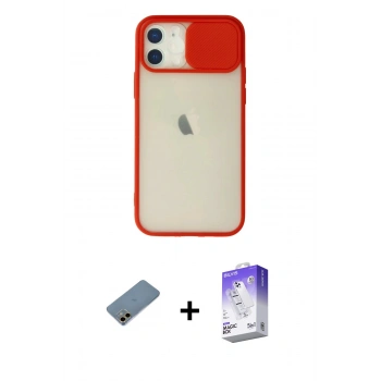 MARSİLYAN™- iPhone 12 Kılıf Vadi Çizgi - Siyah Bilvis 5in1 3D Magic Cam Ekran Koruyucu + Shine Kamera Lens Koruma Cam - GD