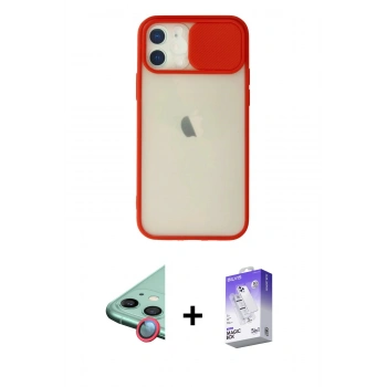 MARSİLYAN™- iPhone 12 Kılıf Vadi Çizgi - Siyah Bilvis 5in1 3D Magic Cam Ekran Koruyucu + Raze Metal Kamera Lens - KI