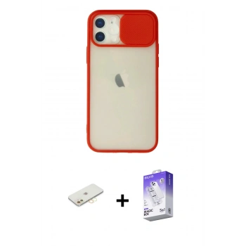 MARSİLYAN™- iPhone 12 Kılıf Vadi Çizgi - Siyah Bilvis 5in1 3D Magic Cam Ekran Koruyucu + Renkli Kamera Lens Koruma Cam - SI