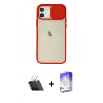 MARSİLYAN™- iPhone 12 Kılıf Vadi Çizgi - Siyah Bilvis 5in1 3D Magic Cam Ekran Koruyucu + Kamera Lens Koruma Cam - SF