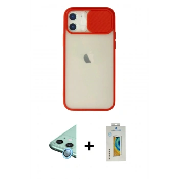MARSİLYAN™- iPhone 12 Kılıf Vadi Çizgi - Siyah Polymer Nano Ekran Koruyucu + Raze Metal Kamera Lens - MI