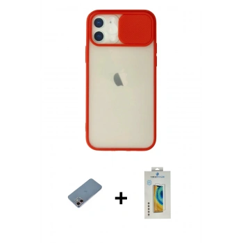 MARSİLYAN™- iPhone 12 Kılıf Vadi Çizgi - Siyah Polymer Nano Ekran Koruyucu + Shine Kamera Lens Koruma Cam - PE