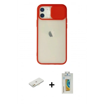 MARSİLYAN™- iPhone 12 Kılıf Vadi Çizgi - Siyah Polymer Nano Ekran Koruyucu + Renkli Kamera Lens Koruma Cam - TU