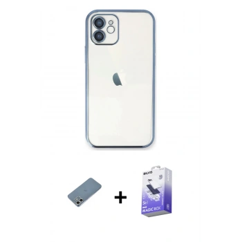 MARSİLYAN™- iPhone 12 Kılıf Vadi Minimal - Siyah Bilvis 5in1 5D Magic Hayalet Cam Ekran Koruyucu + Shine Kamera Lens Koruma Cam - GS