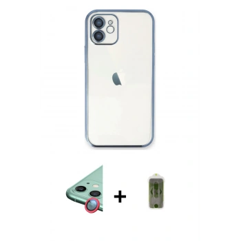 MARSİLYAN™- iPhone 12 Kılıf Vadi Minimal - Siyah Joko Magic 5D Hayalet Cam + Raze Metal Kamera Lens - KI