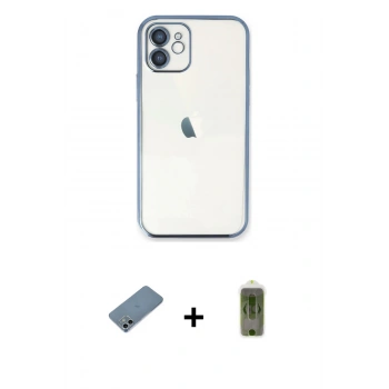 MARSİLYAN™- iPhone 12 Kılıf Vadi Minimal - Siyah Joko Magic 5D Hayalet Cam + Shine Kamera Lens Koruma Cam - SABE