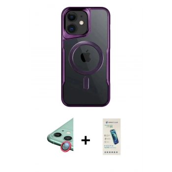 MARSİLYAN™- iPhone 12 Kılıf Yadigar Klasik Özel Seri - Şeffaf Pasifik Cam Ekran Koruyucu + Raze Metal Kamera Lens - KI