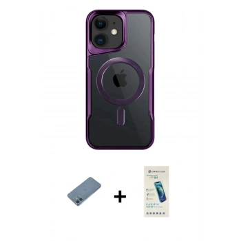 MARSİLYAN™- iPhone 12 Kılıf Yadigar Klasik Özel Seri - Şeffaf Pasifik Cam Ekran Koruyucu + Shine Kamera Lens Koruma Cam - MI